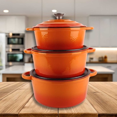 EMALIOWANY GARNEK ŻELIWNY 24cm 4L HAGE ORANGE