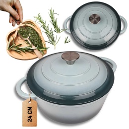 EMALIOWANY GARNEK ŻELIWNY 24cm 4L HAGE SEA SALT