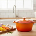 EMALIOWANY GARNEK ŻELIWNY 26cm 5L HAGE ORANGE