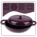 EMALIOWANY GARNEK ŻELIWNY PŁASKI 30cm 3L HAGE EGGPLANT