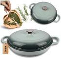 EMALIOWANY GARNEK ŻELIWNY PŁASKI 30cm 3L HAGE SEA SALT