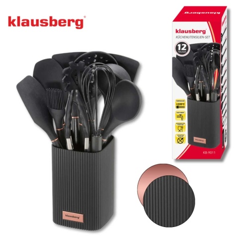 ZESTAW 12 SILIKONOWYCH PRZYBORÓW KUCHENNYCH W STOJAKU KLAUSBERG KB-9011
