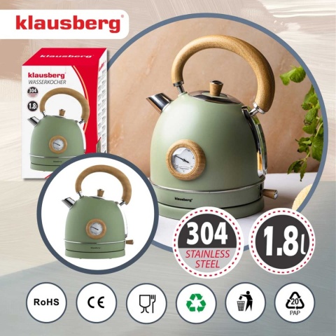 CZAJNIK ELEKTRYCZNY 1,8L Z TERMOMETREM KLAUSBERG KB-9008 RETRO