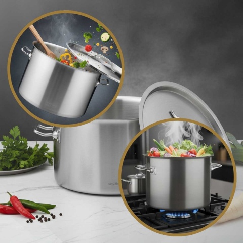 GARNEK GASTRONOMICZNY Z POKRYWĄ STALOWĄ Ø25cm 9L KINGHOFF KH-2021
