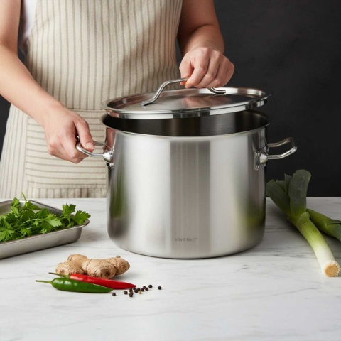 GARNEK GASTRONOMICZNY Z POKRYWĄ STALOWĄ Ø25cm 9L KINGHOFF KH-2021