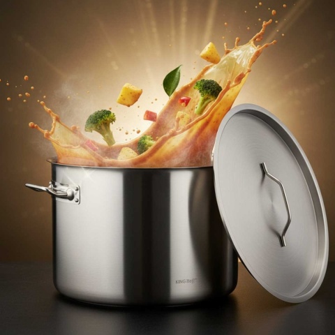 GARNEK GASTRONOMICZNY Z POKRYWĄ STALOWĄ Ø25cm 9L KINGHOFF KH-2021