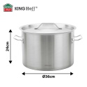 GARNEK GASTRONOMICZNY Z POKRYWĄ STALOWĄ Ø36cm 24L KINGHOFF KH-2024