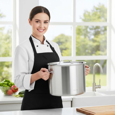 GARNEK GASTRONOMICZNY Z POKRYWĄ STALOWĄ Ø36cm 24L KINGHOFF KH-2024