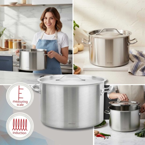 GARNEK GASTRONOMICZNY Z POKRYWĄ STALOWĄ Ø45cm 44L KINGHOFF KH-2027
