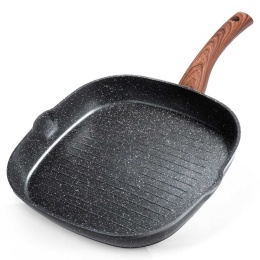 PATELNIA GRANITOWA GRILLOWA 28x28cm BLACK&WOOD 199056