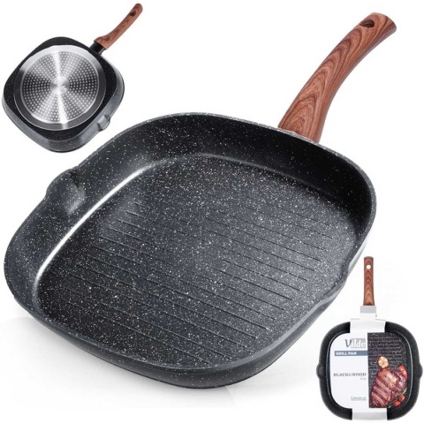 PATELNIA GRANITOWA GRILLOWA 28x28cm BLACK&WOOD 199056