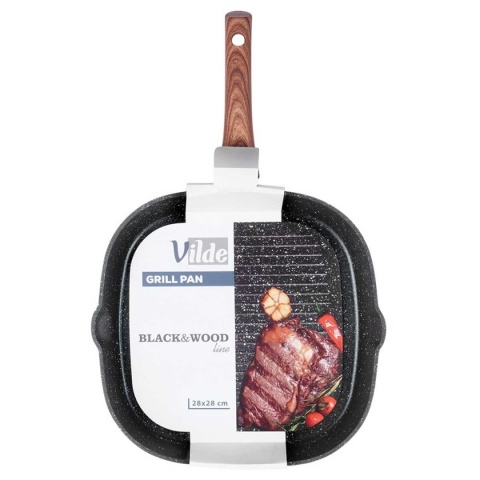 PATELNIA GRANITOWA GRILLOWA 28x28cm BLACK&WOOD 199056