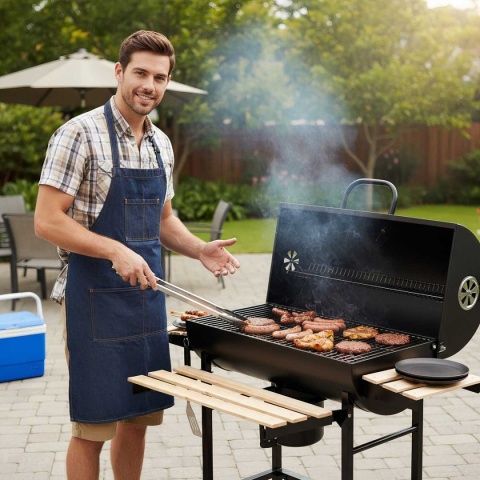 DUŻY GRILL WĘGLOWY NA KÓŁKACH Z PÓŁKAMI KLAUSBERG KB-9033