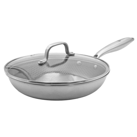 PATELNIA STALOWA Z POKRYWKĄ 28cm POWŁOKA PLASTER MIODU 5556