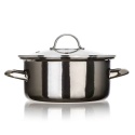 GARNEK EMALIOWANY 20cm 2L Z POKRYWĄ BANQUET METALLIC BLACK