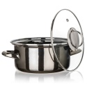 GARNEK EMALIOWANY 22cm 3,7L Z POKRYWĄ BANQUET METALLIC BLACK