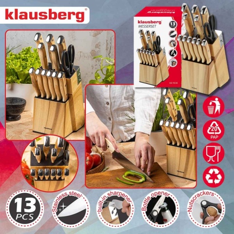 ZESTAW NOŻY KUCHENNYCH I DO STEKÓW W BLOKU KLAUSBERG KB-9038