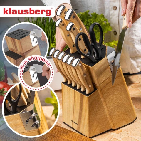 ZESTAW NOŻY KUCHENNYCH I DO STEKÓW W BLOKU KLAUSBERG KB-9038