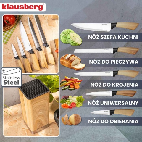 ZESTAW NOŻY KUCHENNYCH W BLOKU KLAUSBERG KB-9035