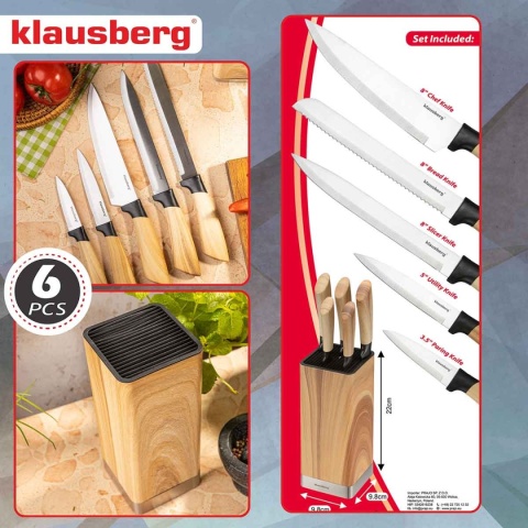 ZESTAW NOŻY KUCHENNYCH W BLOKU KLAUSBERG KB-9035