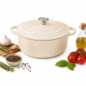 EMALIOWANY GARNEK ŻELIWNY 28cm 5,9L KREMOWY 7766
