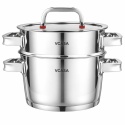 GARNEK STALOWY NA PARĘ 24cm 3 ELEMENTOWY VCASA VC-90107 SIERRA
