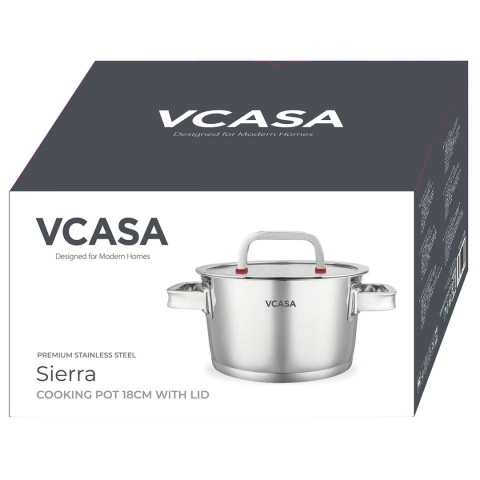 GARNEK STALOWY Z POKRYWĄ 18cm 2.2L VCASA VC-90103 SIERRA
