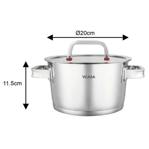 GARNEK STALOWY Z POKRYWĄ 20cm 3.2L VCASA VC-90104 SIERRA