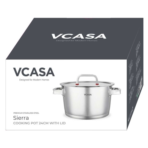 GARNEK STALOWY Z POKRYWĄ 24cm 5.2L VCASA VC-90105 SIERRA