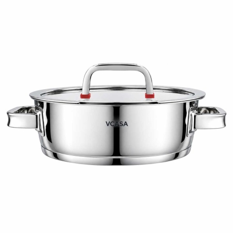 GARNEK STALOWY NISKI Z POKRYWĄ 24cm 2.7L VCASA VC-90106 SIERRA