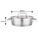 GARNEK STALOWY NISKI Z POKRYWĄ 24cm 2.7L VCASA VC-90106 SIERRA