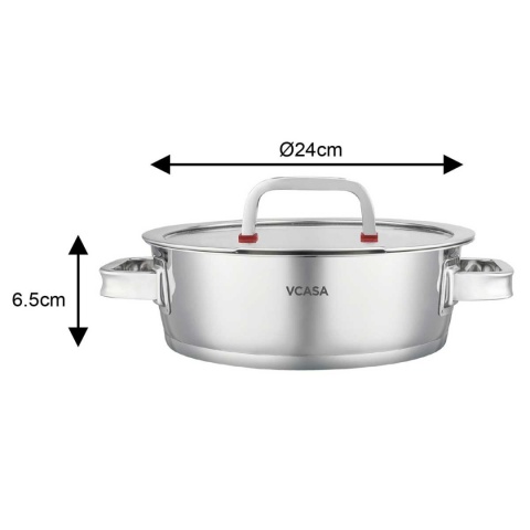 GARNEK STALOWY NISKI Z POKRYWĄ 24cm 2.7L VCASA VC-90106 SIERRA