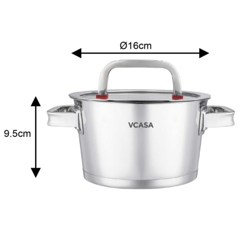 GARNEK STALOWY Z POKRYWĄ 16cm 1,6L VCASA VC-90102 SIERRA