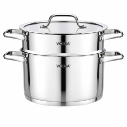 GARNEK STALOWY NA PARĘ 20cm 3 ELEMENTOWY VCASA VC-90117 AMARA
