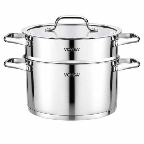 GARNEK STALOWY NA PARĘ 20cm 3 ELEMENTOWY VCASA VC-90117 AMARA