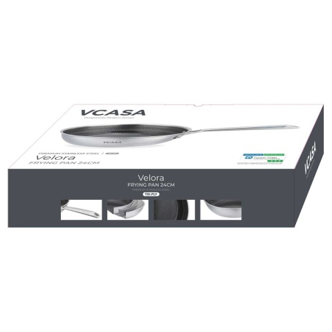PATELNIA STALOWA 24cm VCASA VC-90155 VELORA Z POWŁOKĄ CERAMICZNĄ