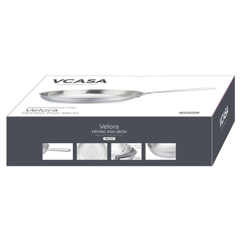 PATELNIA STALOWA 28cm VCASA VC-90153 VELORA TRI-PLY