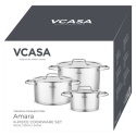 ZESTAW GARNKÓW STALOWYCH 16/20/24cm 6 ELEMENTÓW VCASA VC-90118 AMARA
